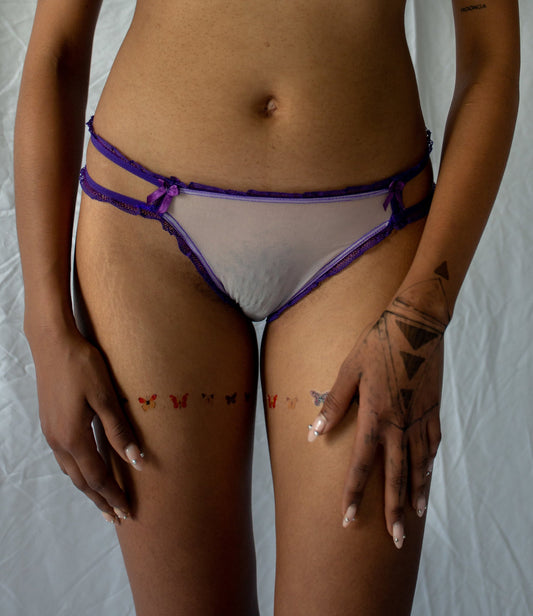 Iole Bikini Bottom Purple and Beige